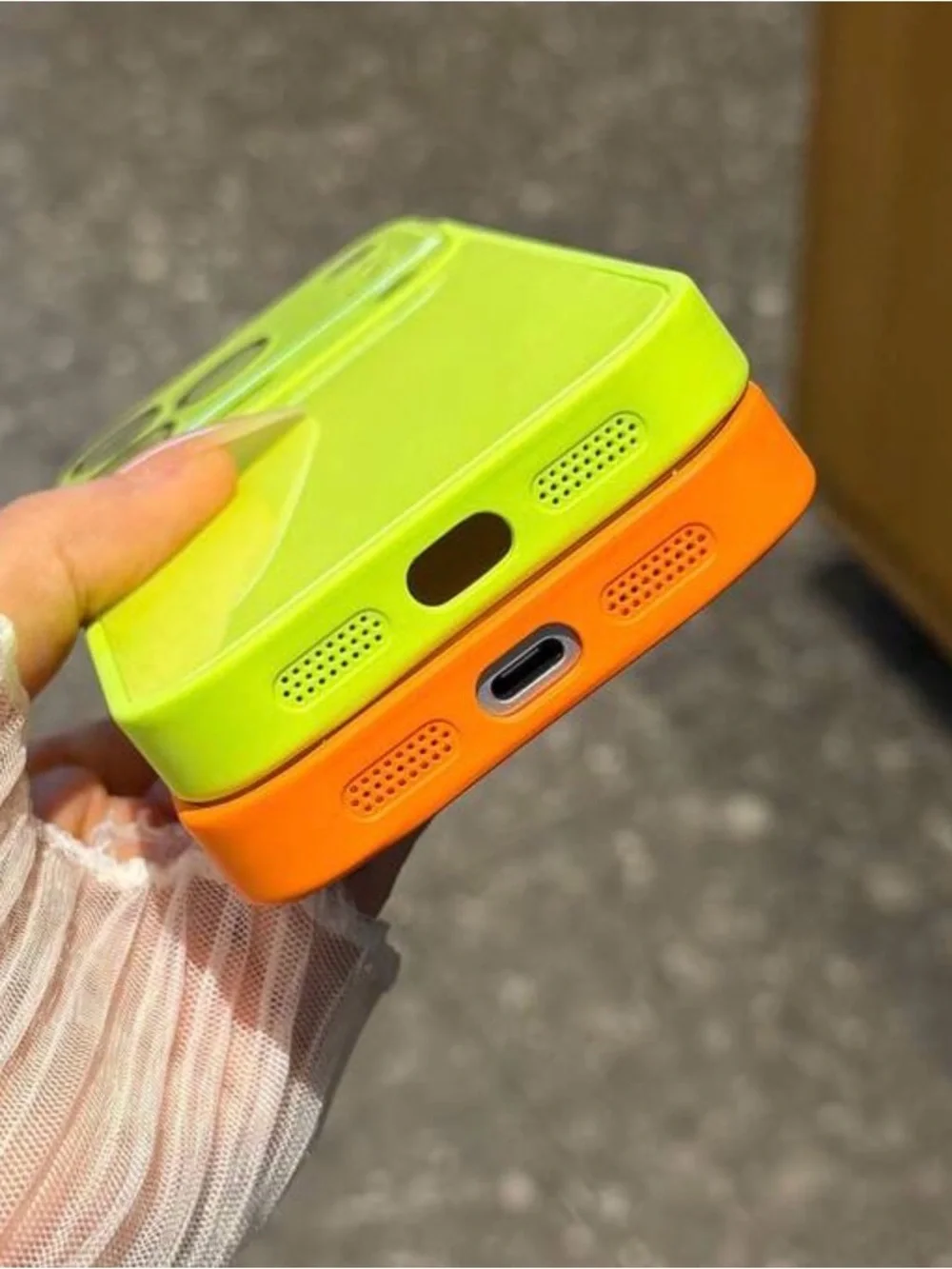 Luxe Glossy Neon Orange & Lime Green Cell Phone Case iPhone 17 Pro Set of 2